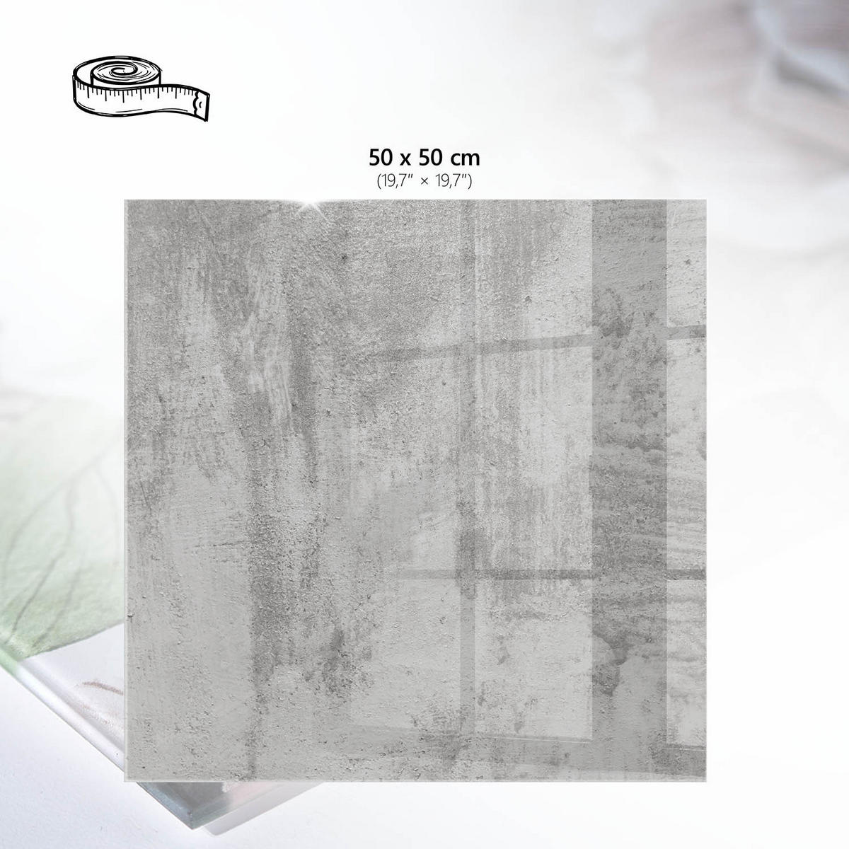 TISCHPLATTE 50x50 cm – Graue Textur - Beige, Glas (50/50/0.4cm) - Wallfluent