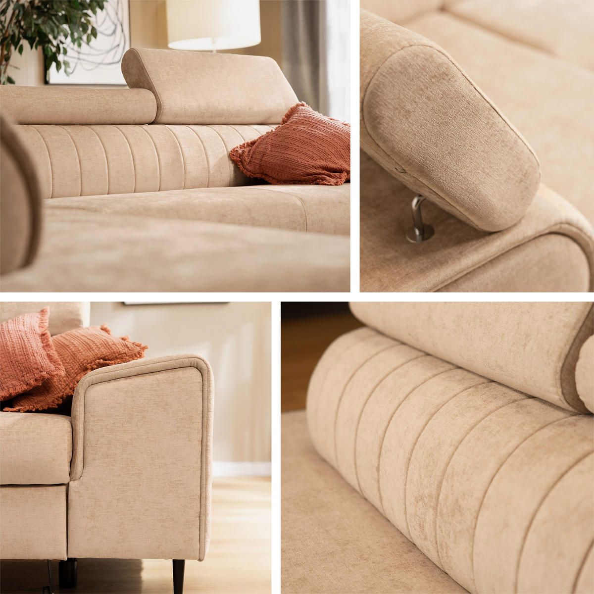 ECKSOFA Kadurin, Seite: Rechts - Dunkelbraun/Schwarz, Holz/Kunststoff (276/206cm) - MIRJAN24