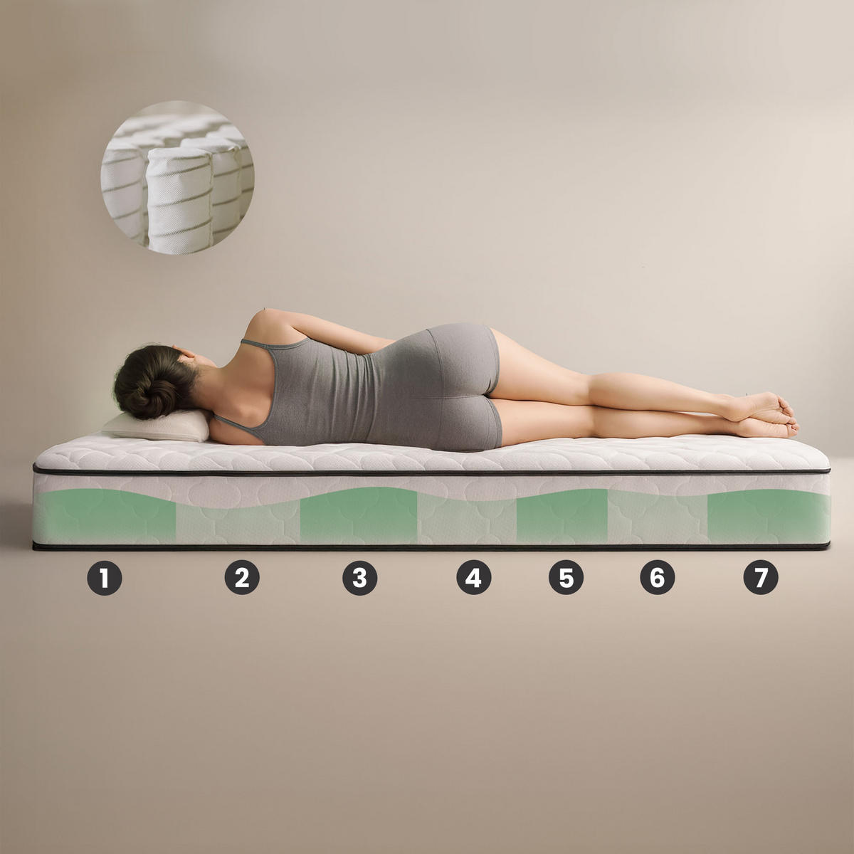 BETT mit Bettkasten 100x200 cm Metalllattenrost und Federkernmatratze Sonoma Eiche - Sonoma Eiche, Holzwerkstoff (100/200cm) - Akord