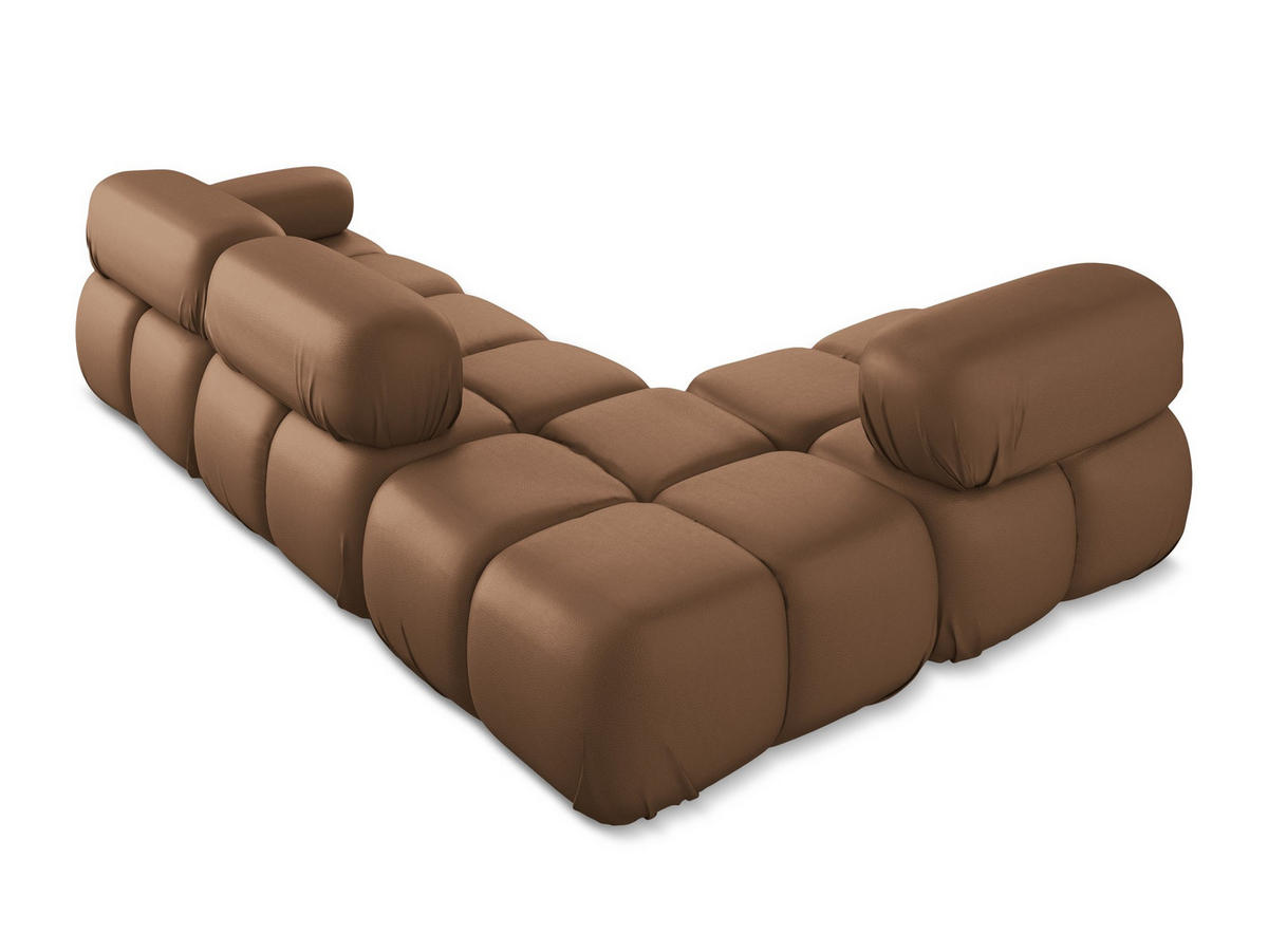 ECKSOFA Links Kunstleder Braun - Lila/Schwarz, Leder/Kunststoff (190/285cm) - Makamii