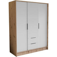 DREHTÜRENSCHRANK Niko 150/51/200 cm eiche artisan+weiß - Schwarz/Eiche Artisan, Holzwerkstoff (150/200/51cm) - Beautysofa