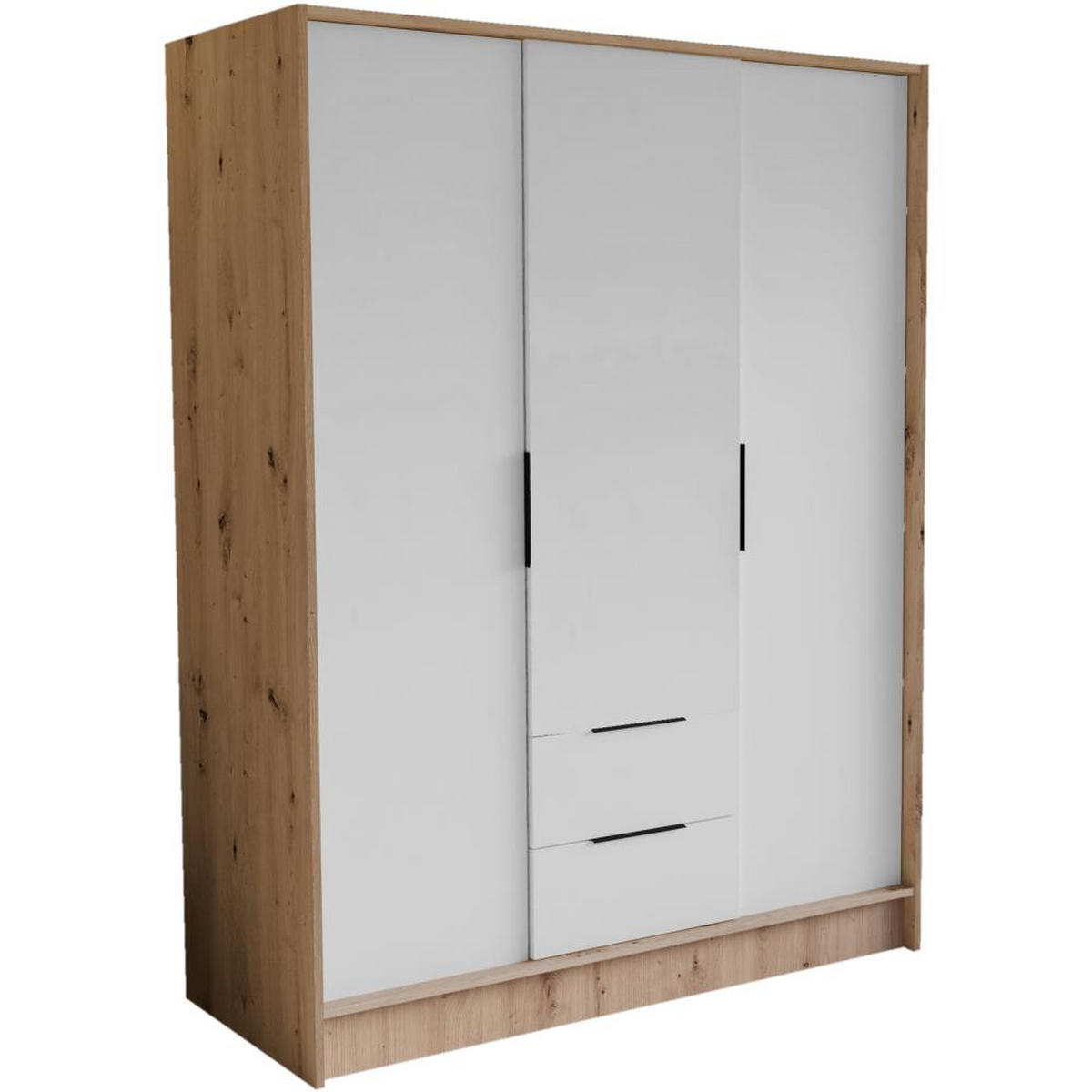 DREHTÜRENSCHRANK Niko 150/51/200 cm eiche artisan+weiß - Schwarz/Eiche Artisan, Holzwerkstoff (150/200/51cm) - Beautysofa