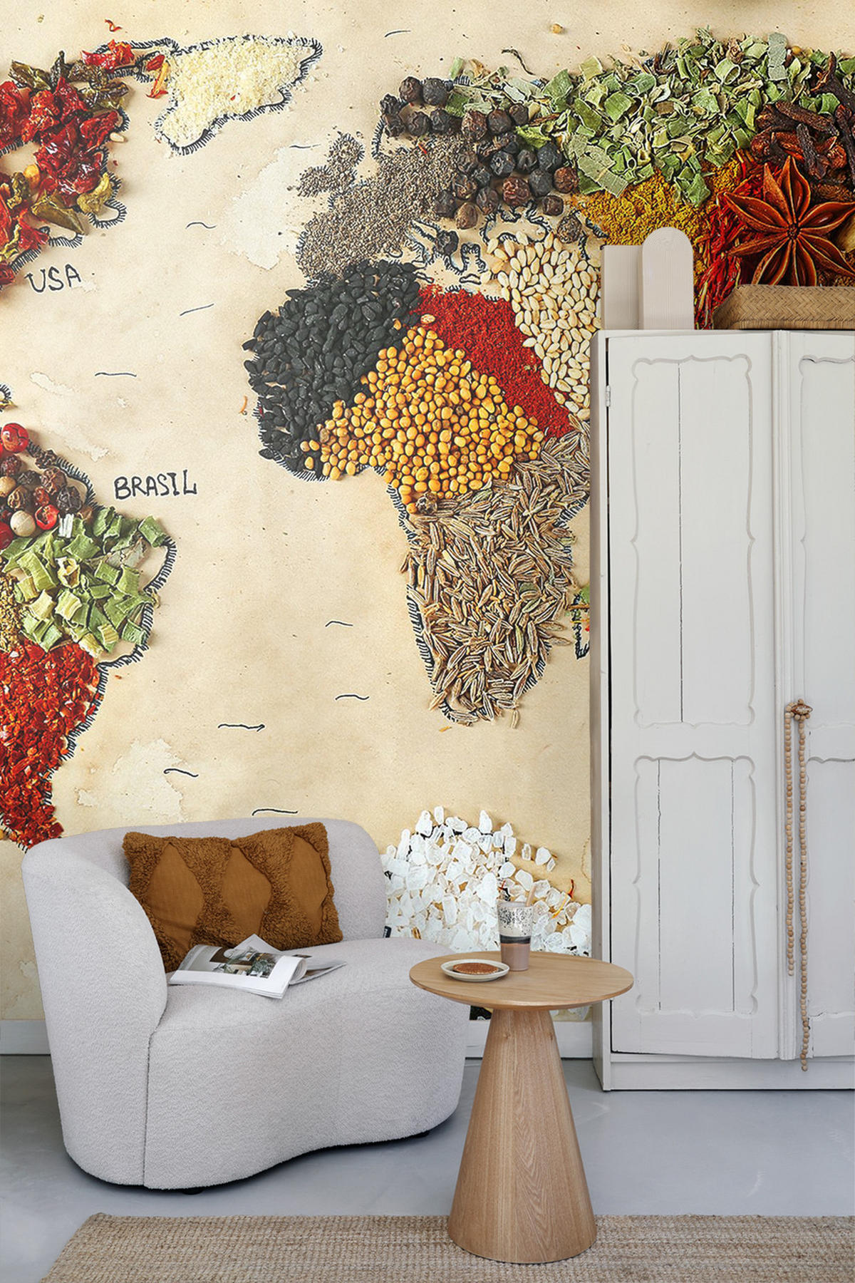 FOTOTAPETE Weltkarte 375 x 270 cm - Beige, Papier (375/270cm) - Sanders & Sanders