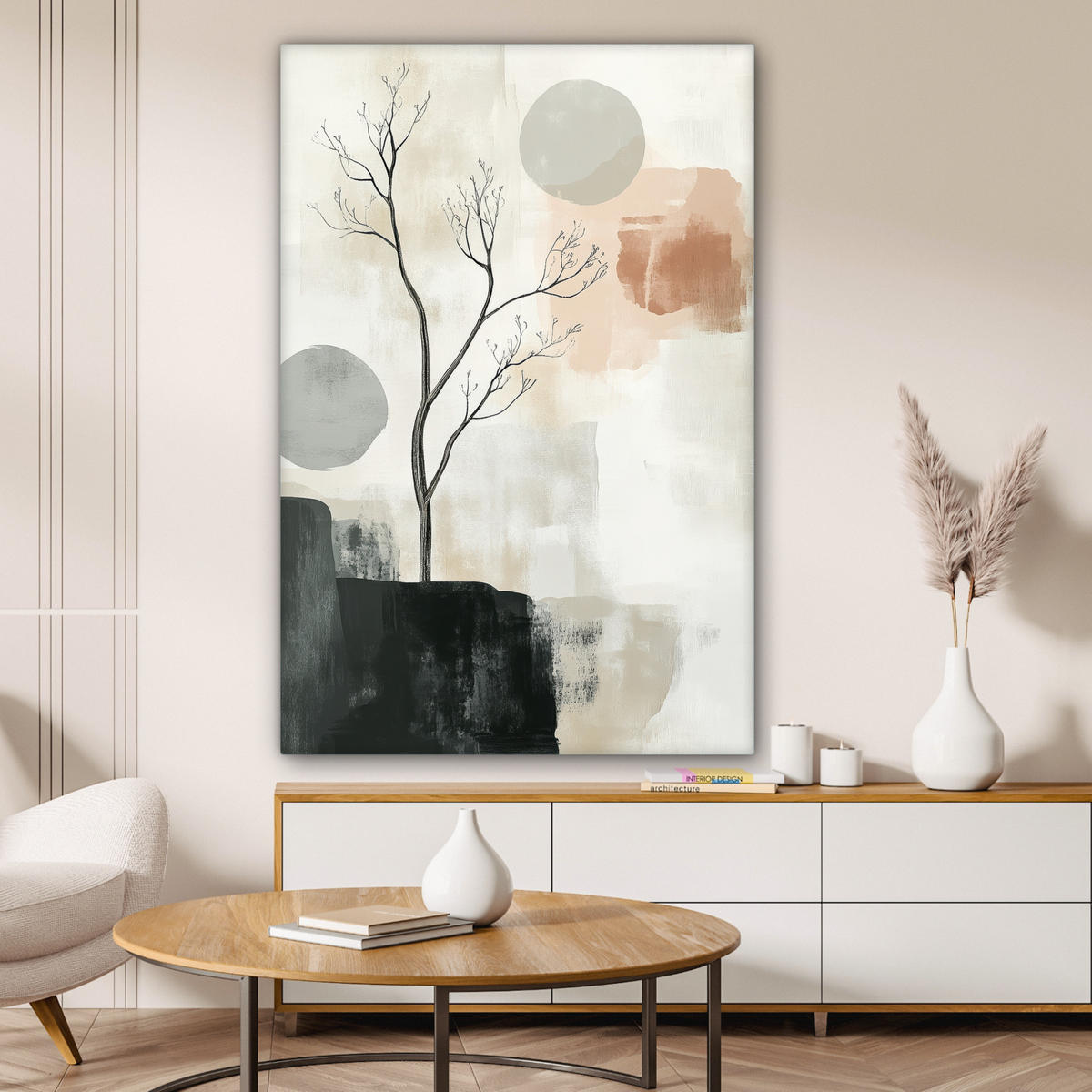 LEINWANDBILD Wabi sabi - Beige - Pflanze 80x120 cm - Sandfarben, Textil (80/120cm) - MuchoWow