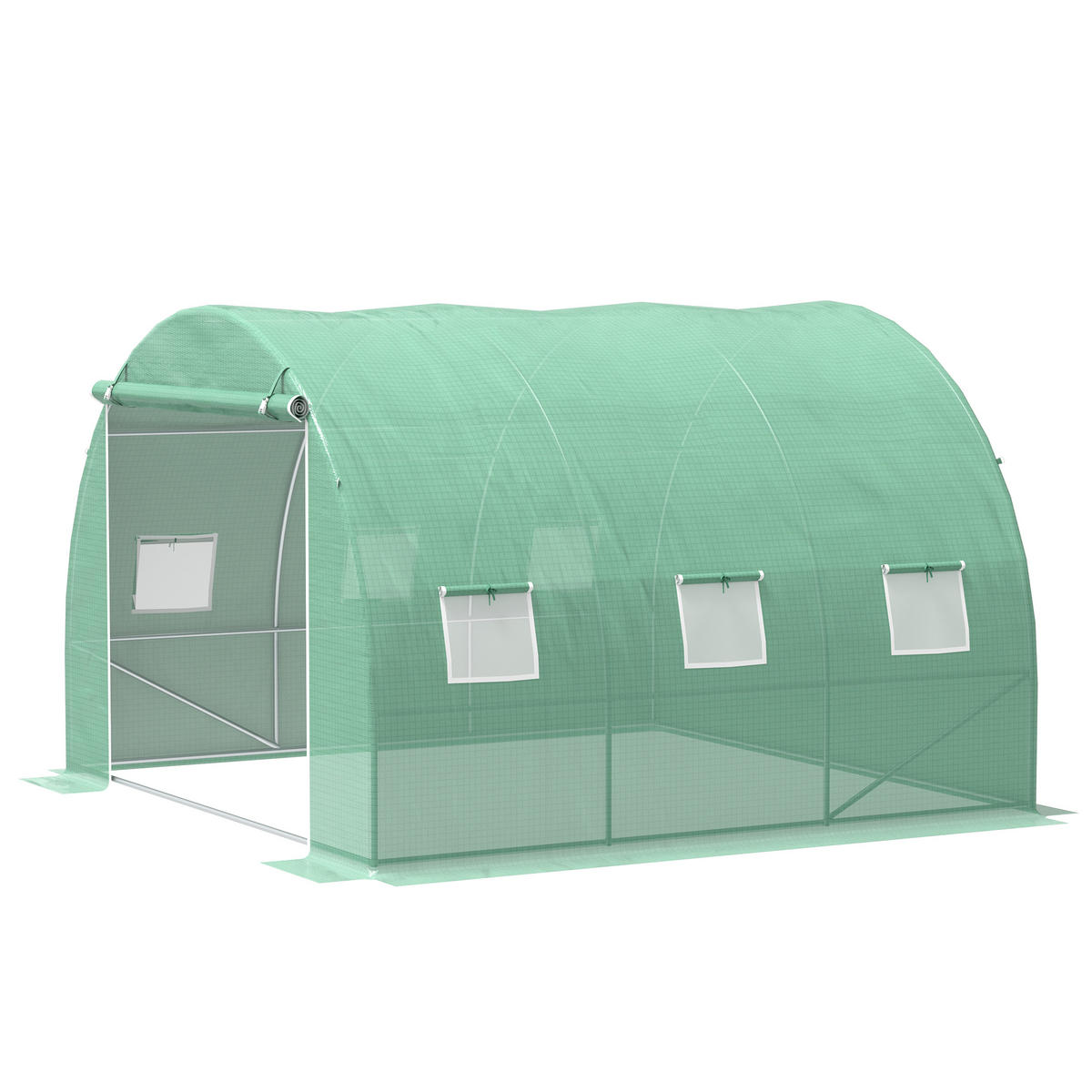GEWÄCHSHAUS DE-12022 mit 6 Fenstern & Tür Grün - Grün, Metall (300/200/300cm) - ComfortXL