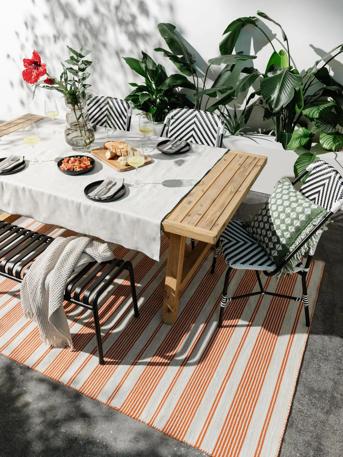OUTDOORTEPPICH Rida Beige/Orange 120/170 cm - Beige/Orange, Kunststoff/Textil (120/170cm) - benuta