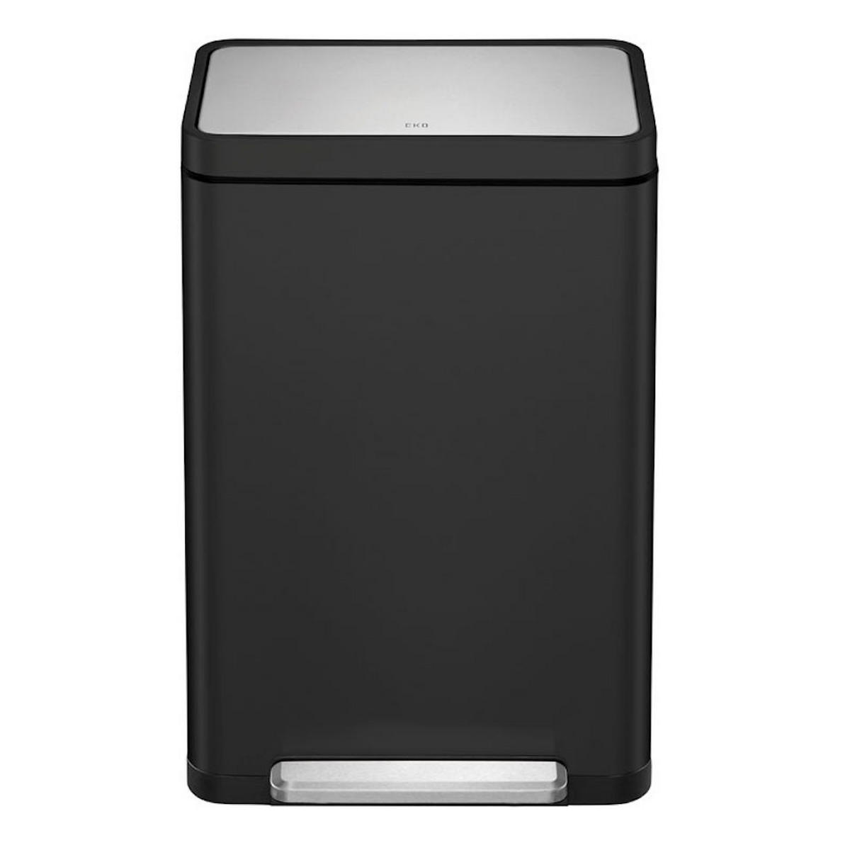MÜLLEIMER Stilvoller Rechteckiger Mit Extra Breitem Pedal & Gedämpften Stay Open Deckel 65,2 x 43,3 x 33,4 cm 45 Liter Schwarz - Schwarz, Metall (43.3/65.2/33.4cm) - PROREGAL