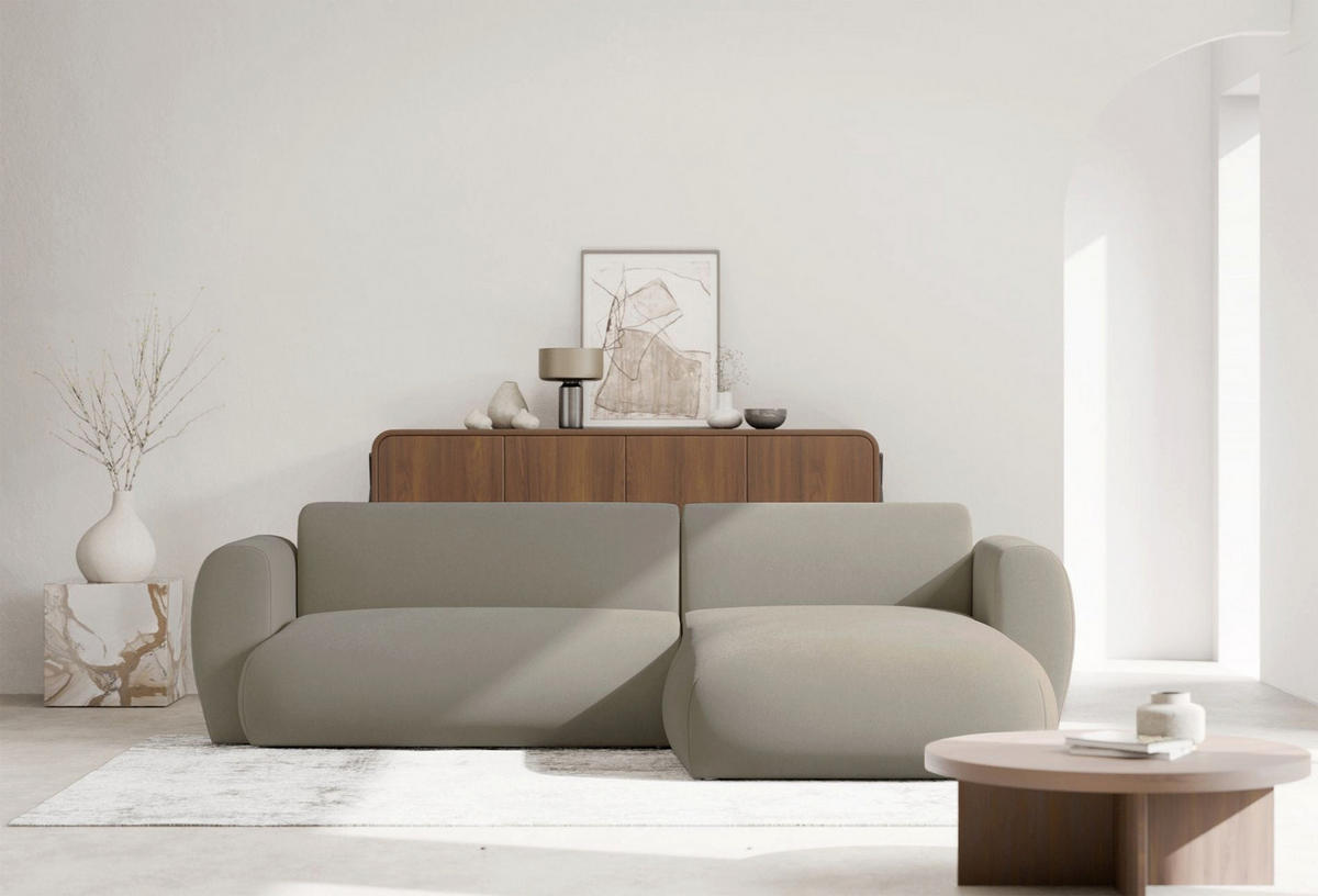 ECKSOFA Emia Greige rechts - Taupe/Schwarz, Kunststoff/Textil (156/262cm) - Selsey