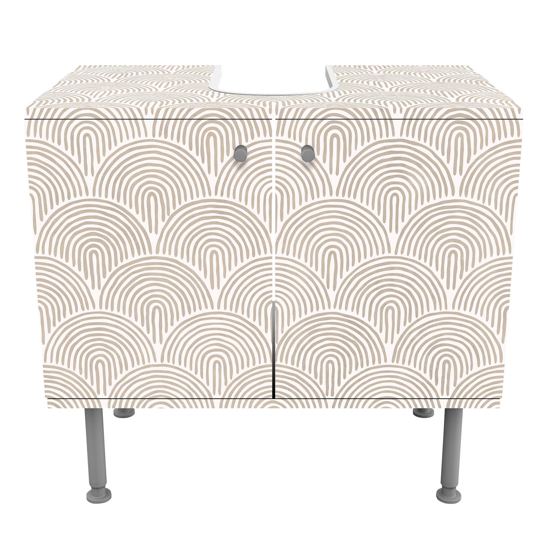 WASCHBECKENUNTERSCHRANK Boho Bogen Muster Beige 60/55/35 cm - Beige, Holzwerkstoff (60/55/35cm) - Bilderwelten