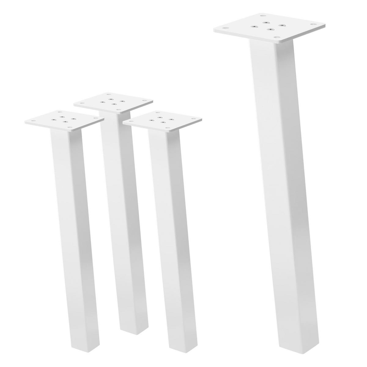 TISCHBEINE 4er Set I-96GRAD-Design H:42 cm Weiß 4x4 cm - Weiß, Metall (4/42/4cm) - ML-DESIGN