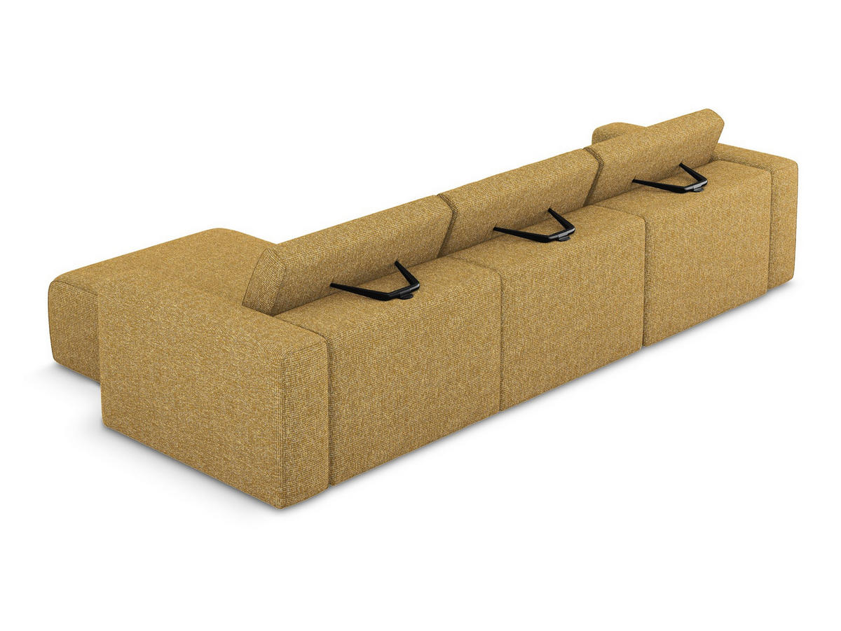 ECKSOFA rechts Strukturstoff Stoff Gelb - Currygelb/Gelb, Kunststoff/Textil (314/167cm) - Makamii