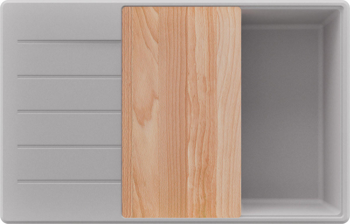 SPÜLBECKEN Kopenhagen, 2-er set Grau 78/50 cm 1 Becken + Ablauf-Set + Schneidebrett ab 60er Unterschrank - Chromfarben/Beige, Kunststoff (78/20/50cm) - Primagran