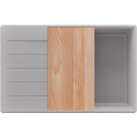 SPÜLBECKEN Kopenhagen, 2-er set Grau 78/50 cm 1 Becken + Ablauf-Set + Schneidebrett ab 60er Unterschrank - Chromfarben/Beige, Kunststoff (78/20/50cm) - Primagran