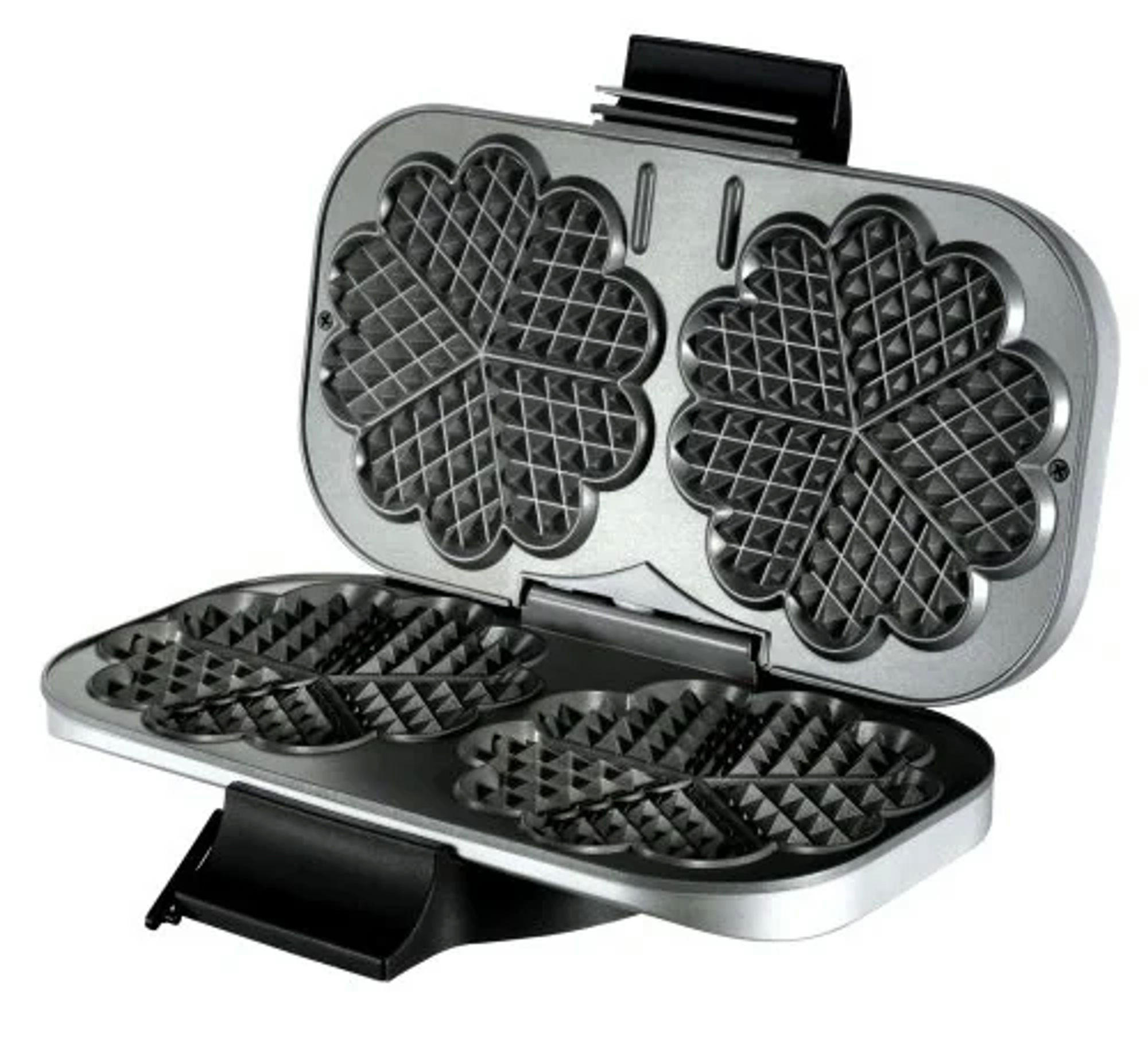 WAFFELEISEN Doppel, Herzform, Antihaft, Silber/Schwarz - Silberfarben, Metall (40/30.8/49.5cm) - Westfalia