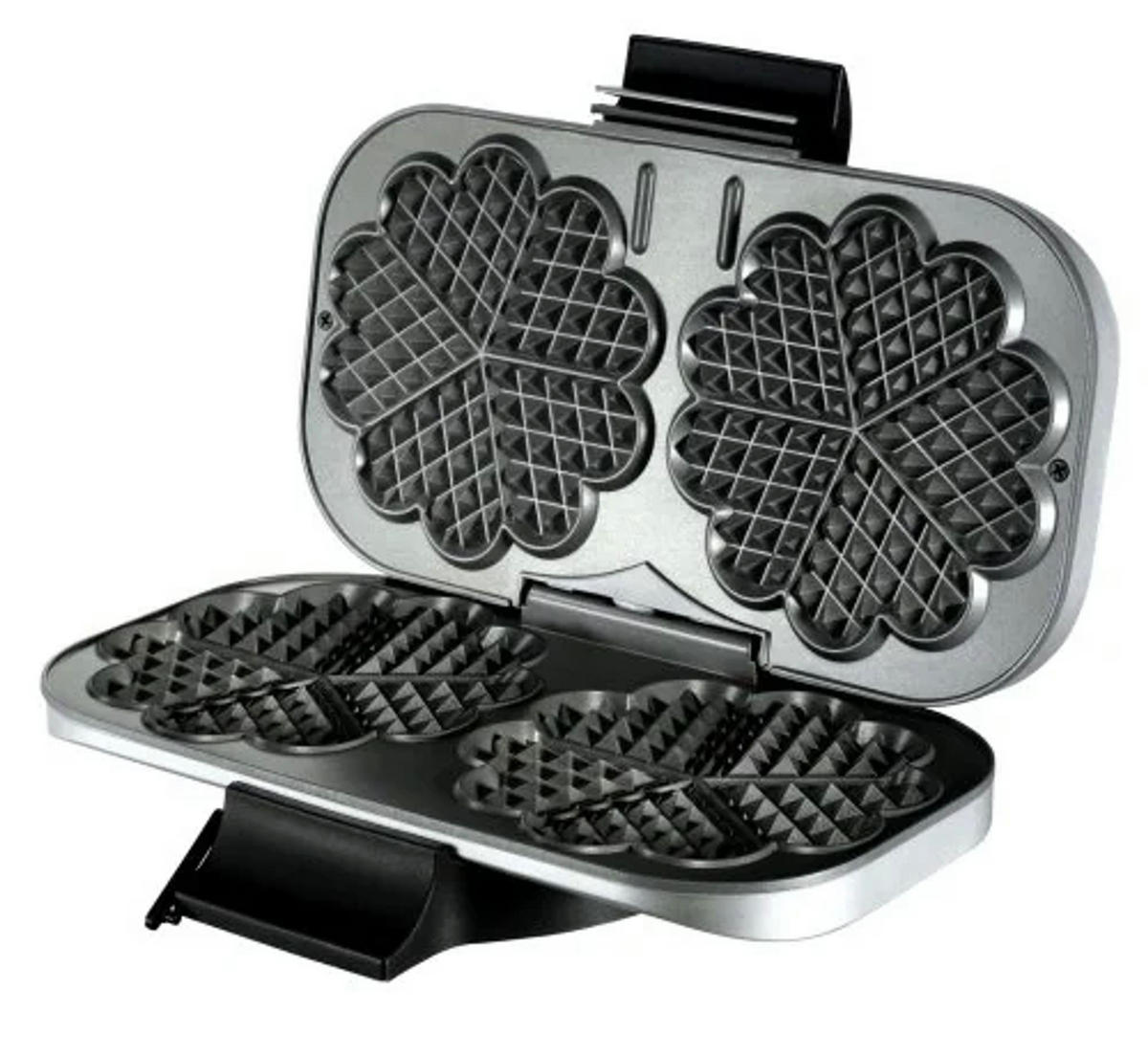 WAFFELEISEN Doppel, Herzform, Antihaft, Silber/Schwarz - Silberfarben, Metall (40/30.8/49.5cm) - Westfalia