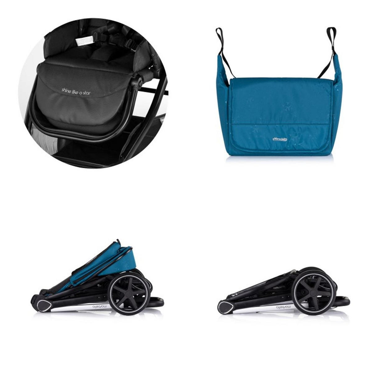 KOMBIKINDERWAGEN Marbella 3 in 1 blau Fußabdeckung Einlage i-Size Babyschale - Blau, Metall (90/63/108cm) - Chipolino