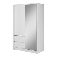SCHWEBETÜRENSCHRANK SABRINA 134/214/62 cm 3-türig mit Spiegel Weiß - Weiß, Holzwerkstoff (134/214/62cm) - MASSENO