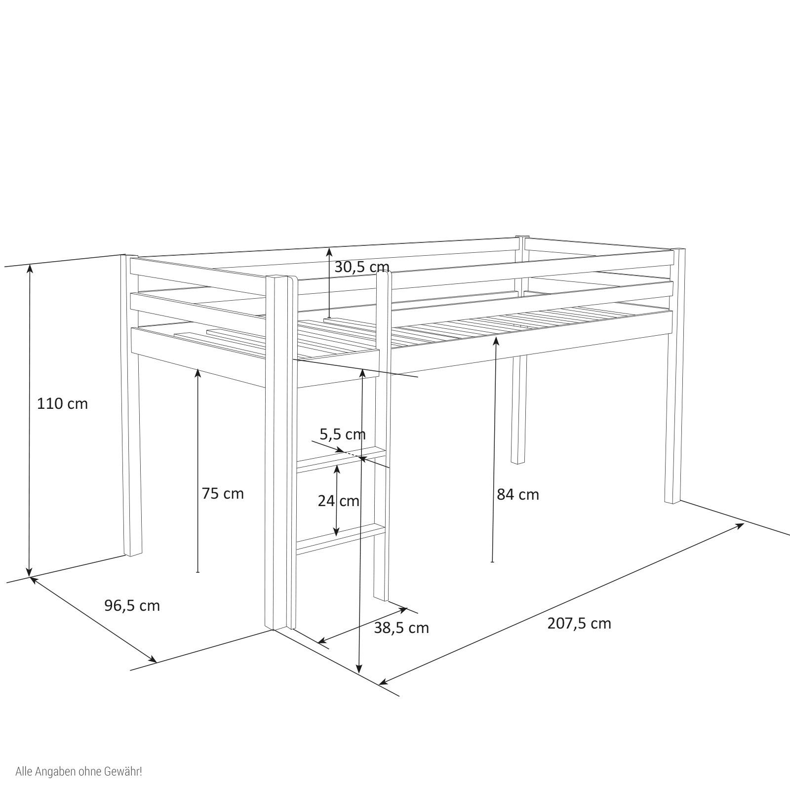 HOCHBETT 90/200 cm Rosa - Weiß/Rosa, Holz - Homestyle4u