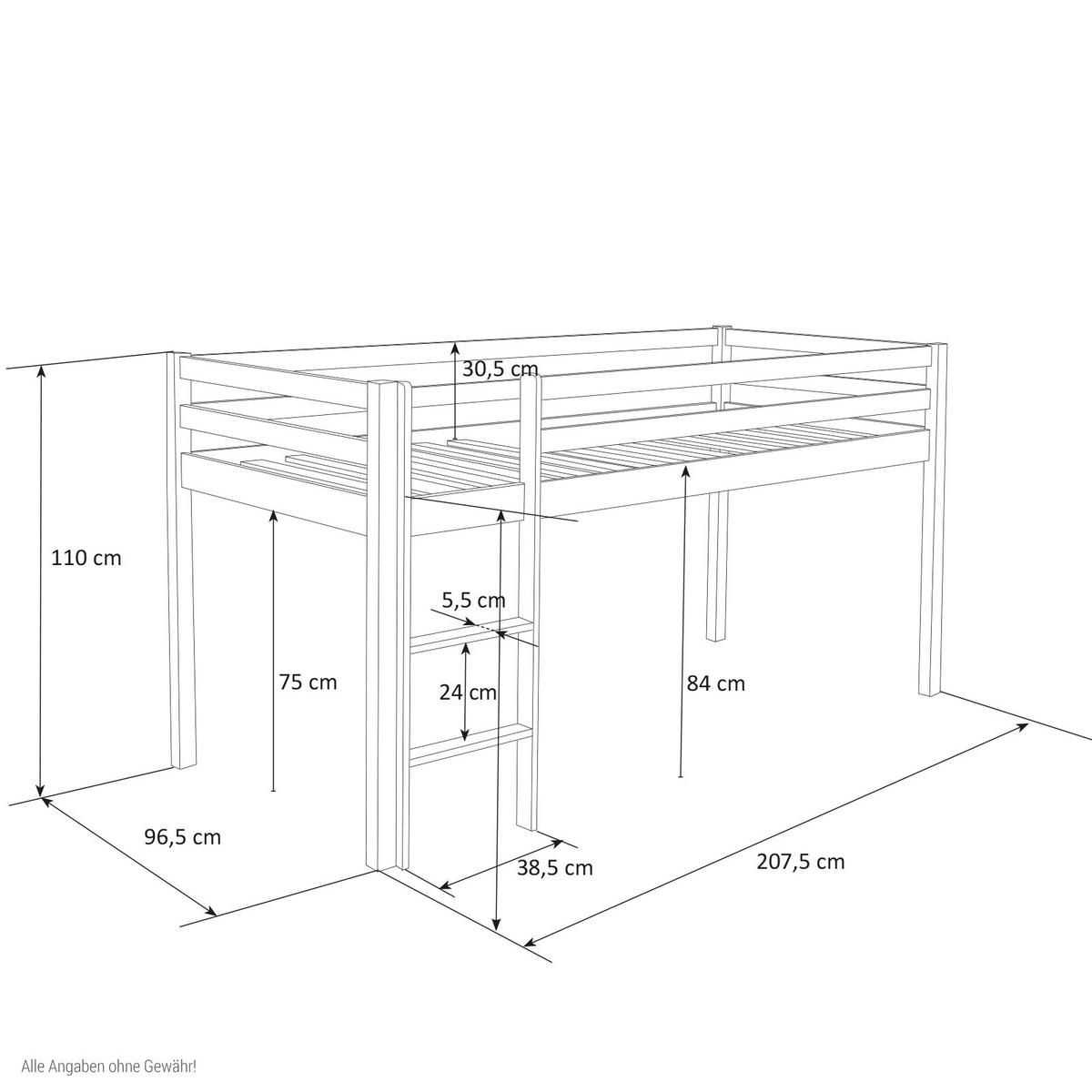 HOCHBETT 90/200 cm Pirat - Schwarz/Weiß, Holz - Homestyle4u