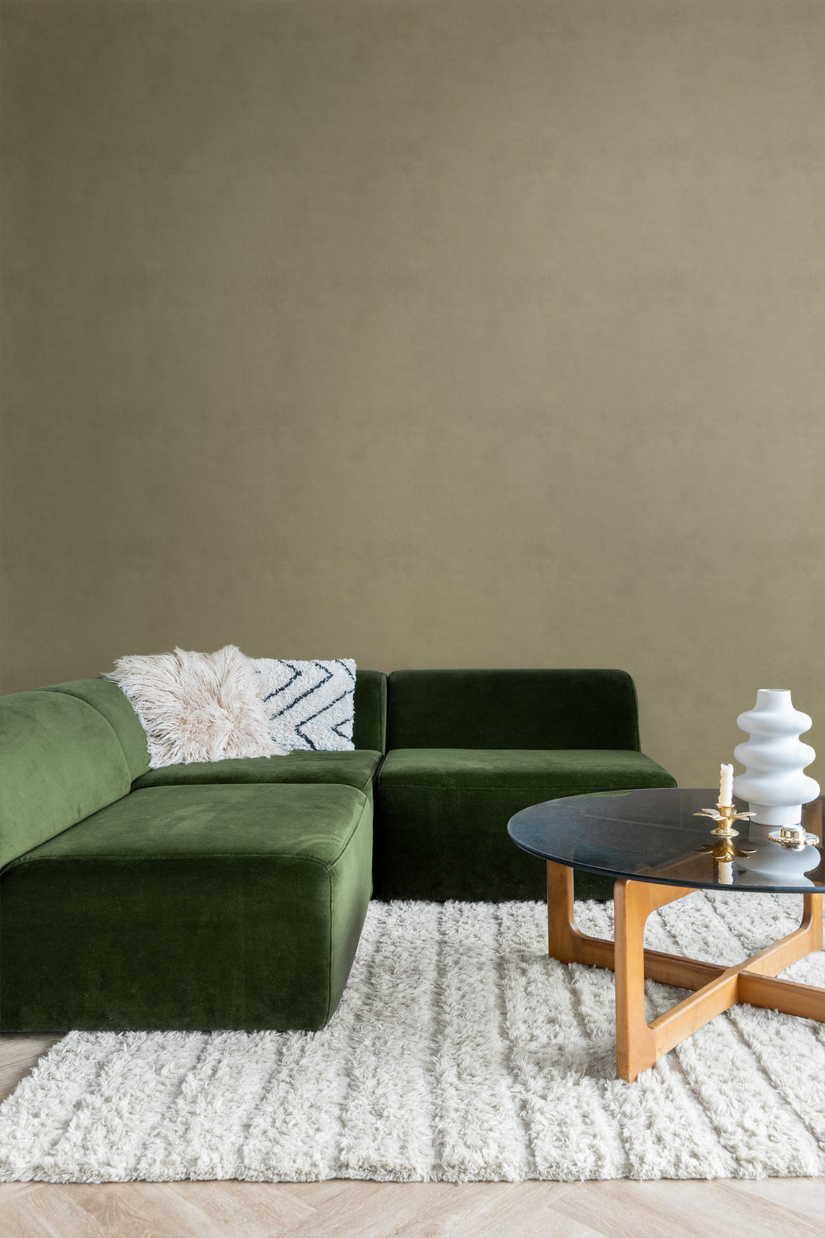 TAPETE Lehmputz 50 x 900 cm - Grün, Papier (50/900cm) - Origin Wallcoverings