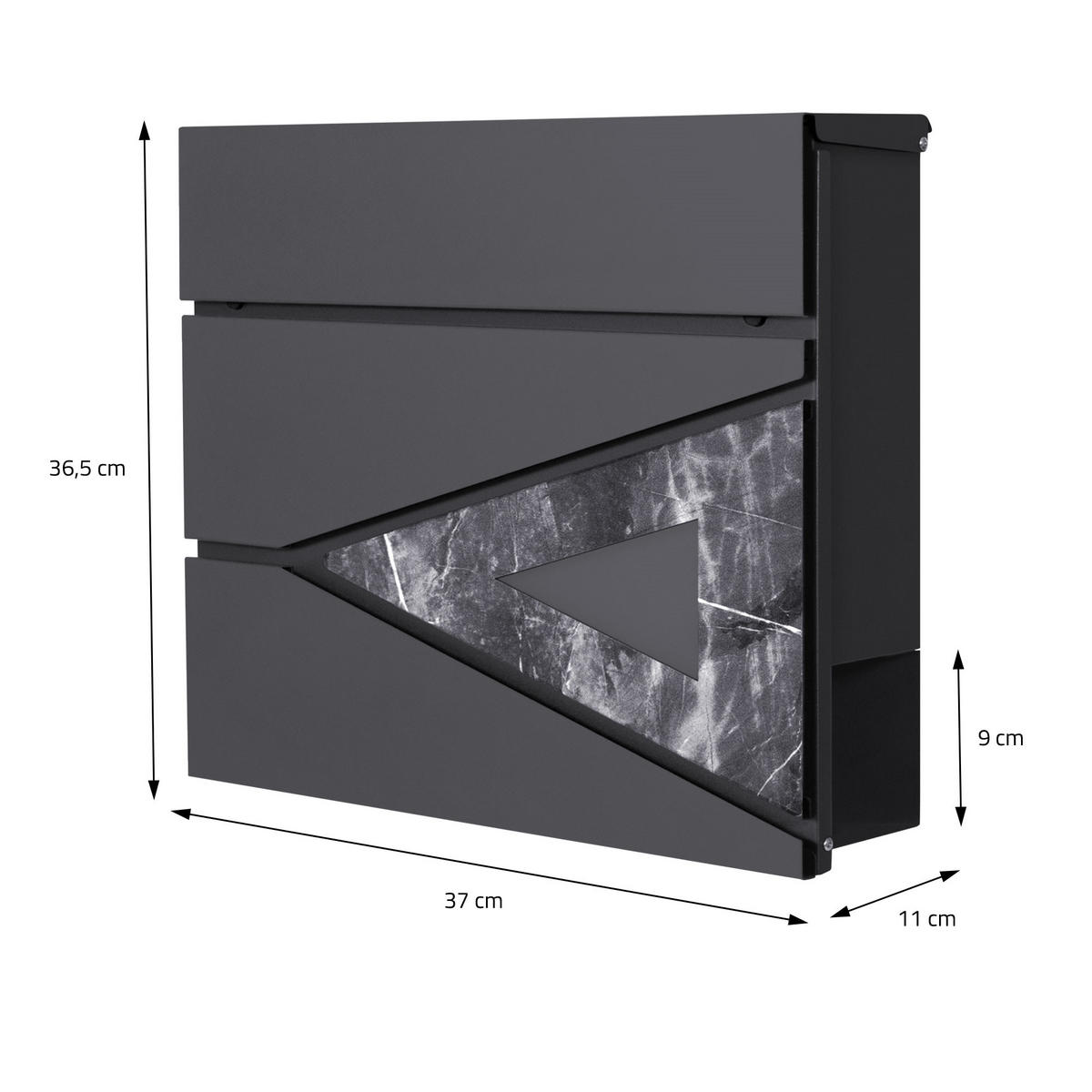BRIEFKASTEN Anthrazit-Schwarz mit bepflanzbarem Ständer - Anthrazit/Hellgrau, Metall (120cm) - ML-DESIGN