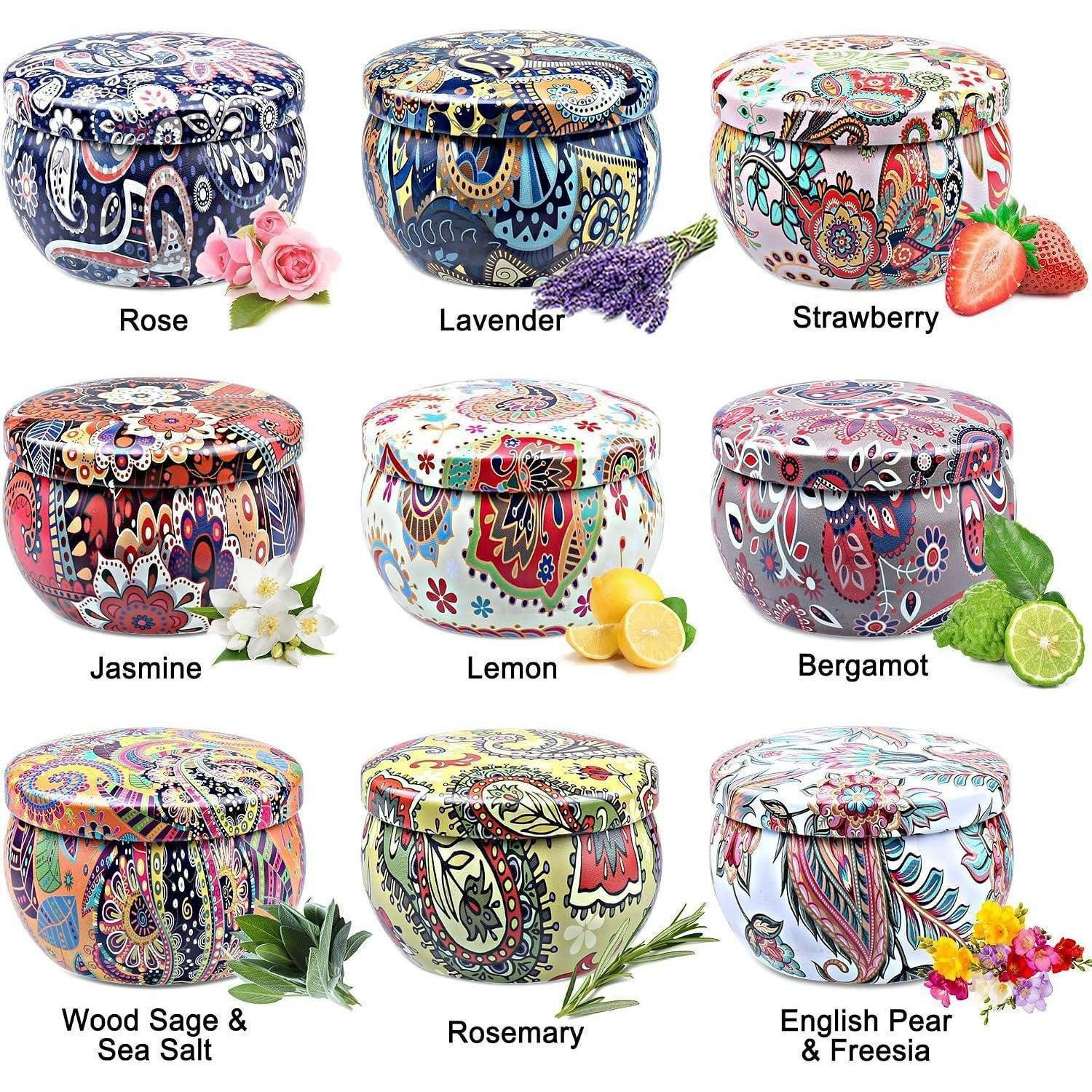 DUFTKERZEN 9-teiliges Set Sojawachs Aromatherapie Geschenkbox - Multicolor, Paraffin (4cm)