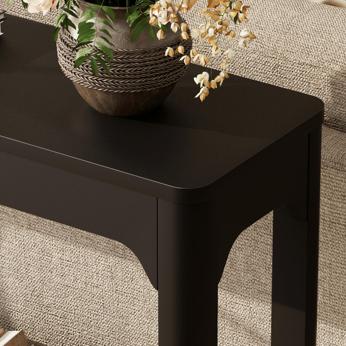 KONSOLENTISCH aus MDF 140x30x79 cm Schwarz mit 2 offenen Ablagen - Schwarz, Holzwerkstoff (140/30/79cm) - IVMEU