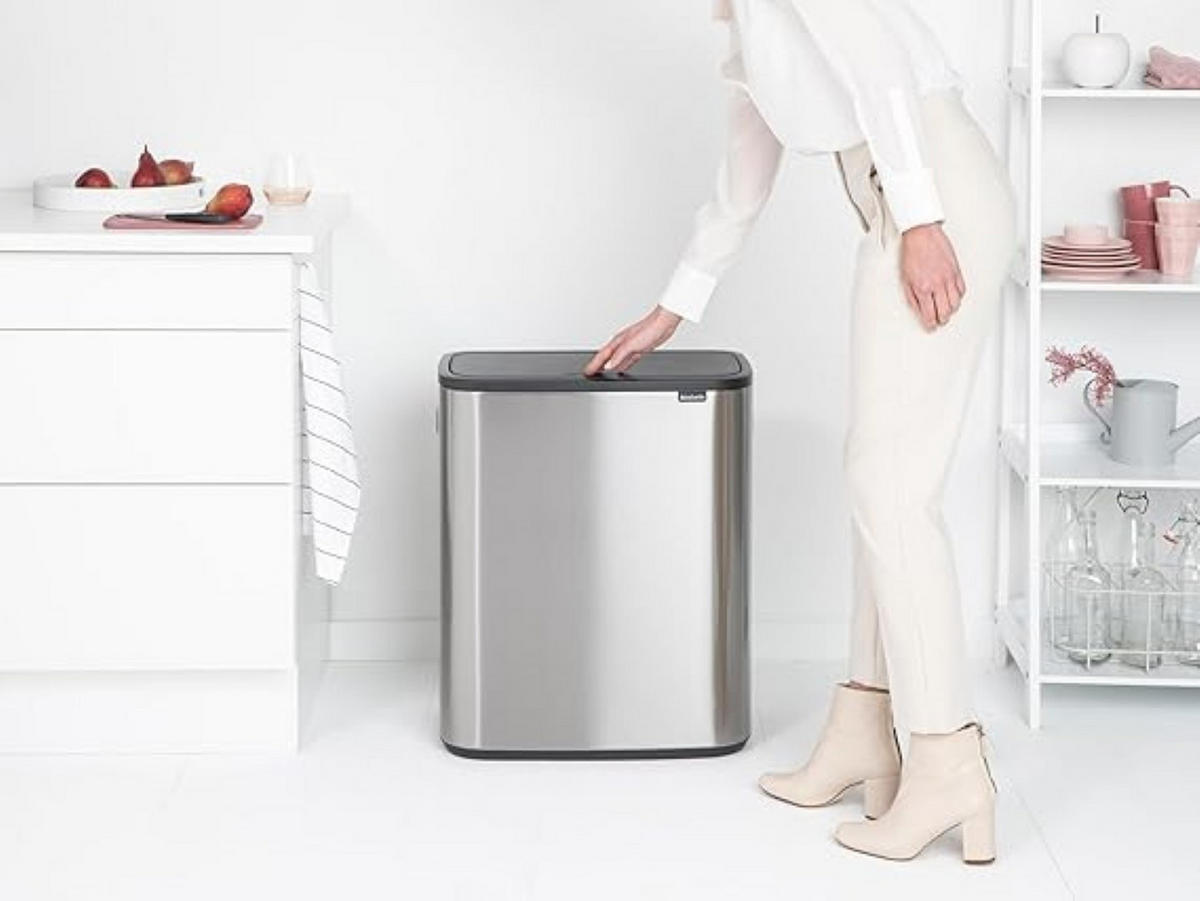 MÜLLEIMER Mit Touch Öffnung 2x30 Liter Edelstahl - Silberfarben, Metall (54.5/65.6/31cm) - PROREGAL