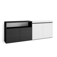 SIDEBOARD weiß und schwarz, 200/35/75cm - Multicolor, Holzwerkstoff (200/75/35cm) - Skraut Home