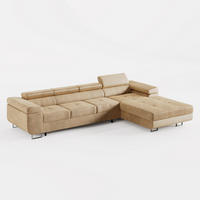 ECKSOFA VEMO CORE PLUS Rechts Braun Velours-Stoff mit Schlaffunktion und Bettkasten - Beige, Holz/Metall (350/205cm) - Barchello