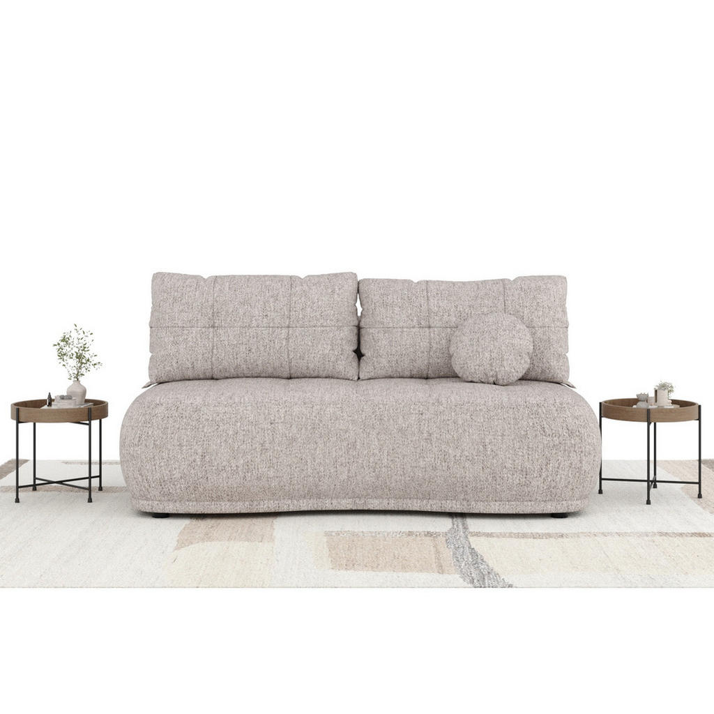 Thumbnail - Maison de Reve Schlafsofa, Hellbraun, Textil, 3-Sitzer, Füllung: Schaumstoff, L-Form, Rundrohr, 206x95x105 cm, Oeko-Tex®...