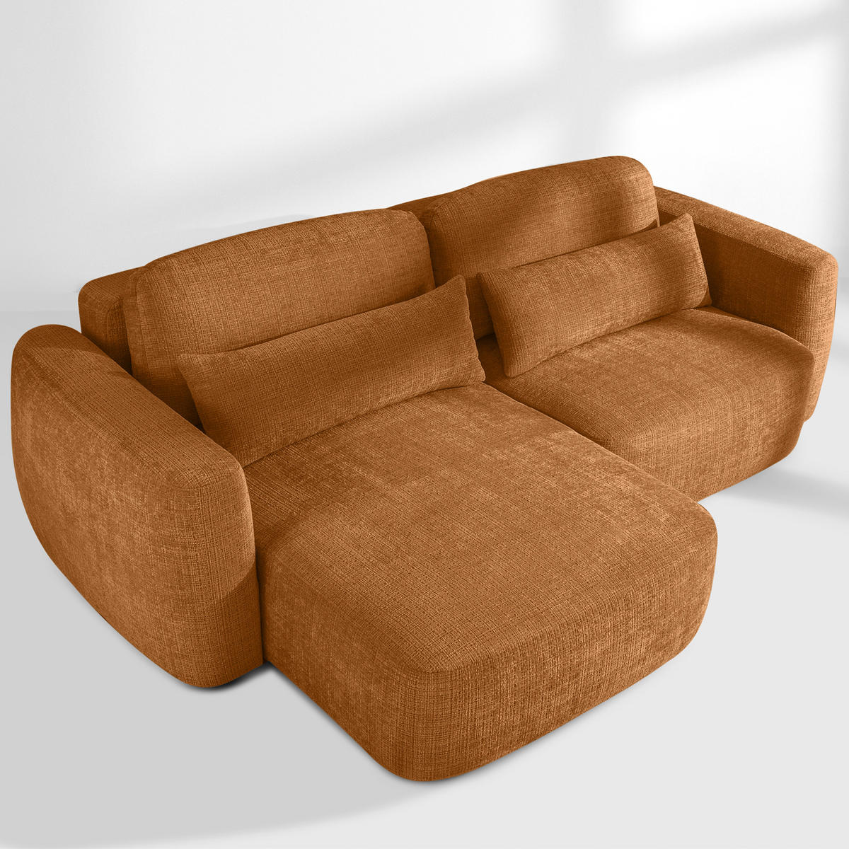 ECKSOFA links ELOSA - Rot, Holz/Textil (245/165cm) - KONSIMO®