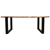 BAUMKANTENTISCH Catania - 160 x 90 cm - Akazienholz - Gestell U-Form - Schwarz/Braun, Holz/Metall (160/90/76cm) - bene living