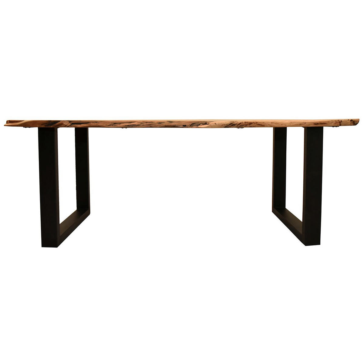 BAUMKANTENTISCH Catania - 160 x 90 cm - Akazienholz - Gestell U-Form - Schwarz/Braun, Holz/Metall (160/90/76cm) - bene living