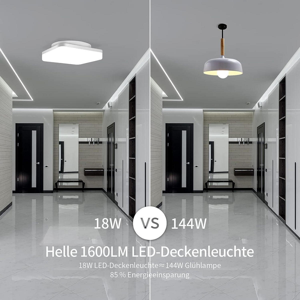 LED Deckenlampe 27/27/3.5cm - Weiß, Metall (27/27/3.5cm) - Nettlife