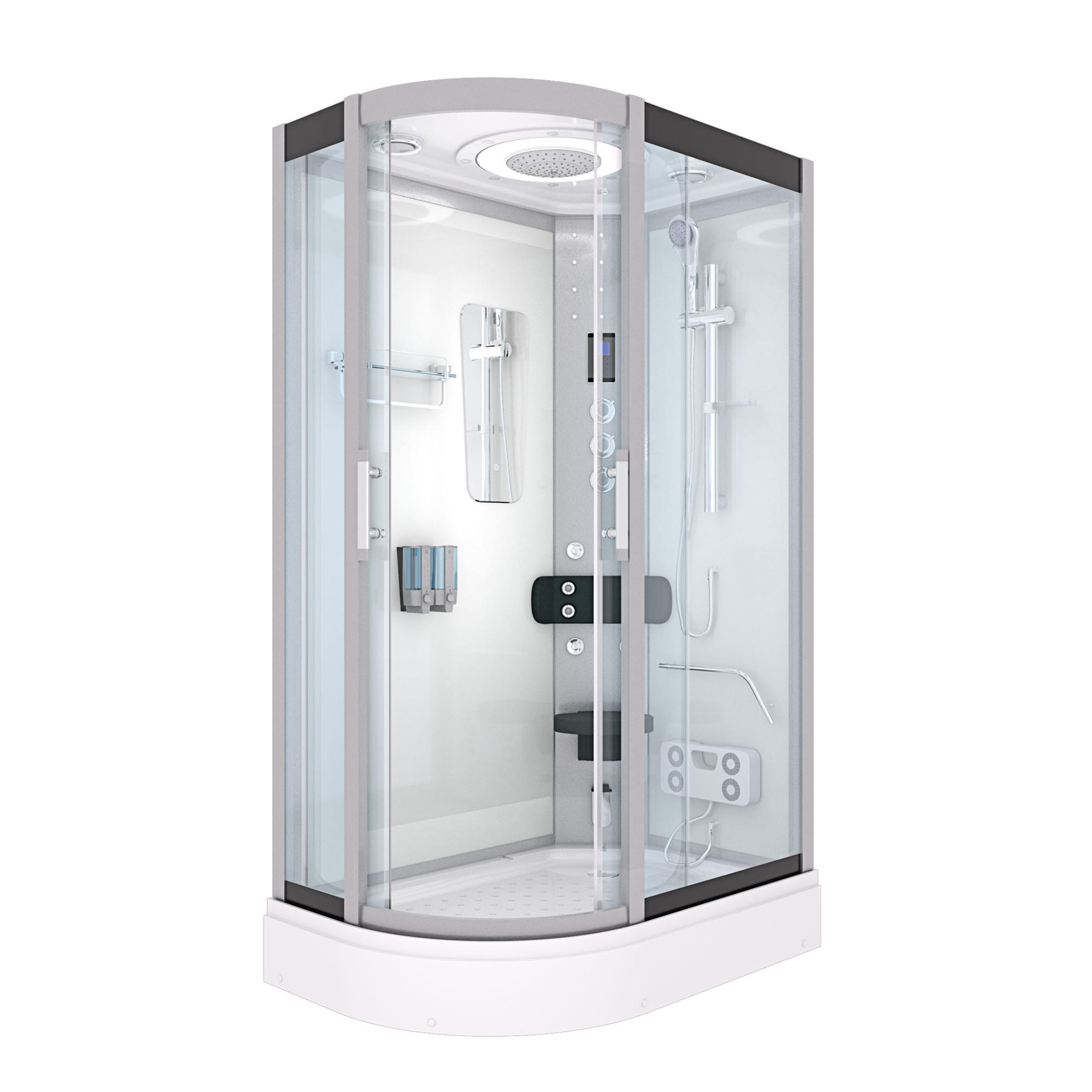 DUSCHE Dampfdusche D60-70T3L-EC 120x80 - Weiß, Glas/Kunststoff (120/80/215cm) - AcquaVapore by Sandra Jentho