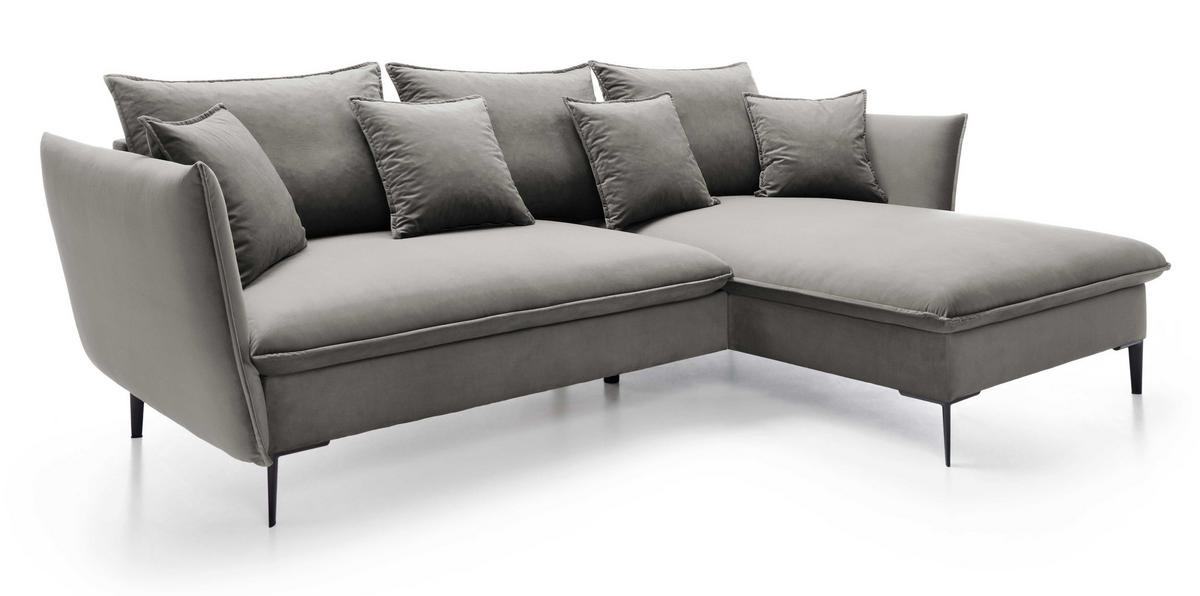 ECKSOFA Flavio mit Schlaffunktion, Bettkasten 260 cm, Rechts, Dunkelgrau - Dunkelgrau, Holz (167/258cm) - Emporius