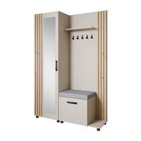 GARDEROBENSCHRANK Livia mit Aufhängern und Spiegel, Kaschmir, rechts - Kaschmir/Eiche Artisan, Holzwerkstoff (137/207/42cm) - Beautysofa