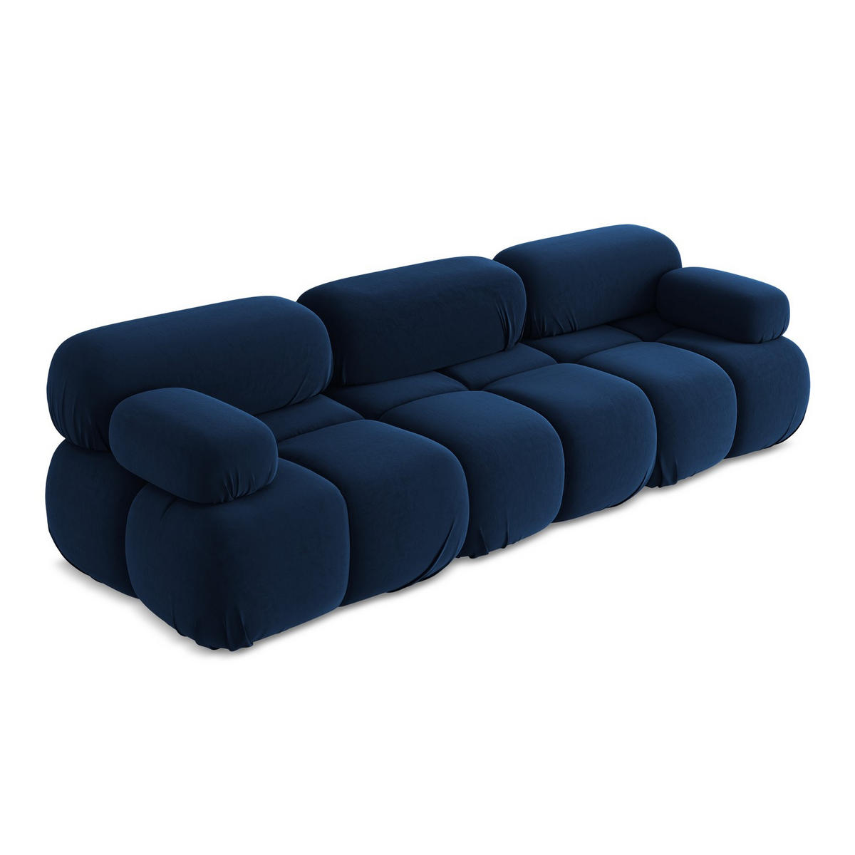 3-SITZER SOFA Samt Stoff Blau - Blau/Schwarz, Kunststoff/Textil (285/70/96cm) - LaMiaSofa