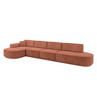 ECKSOFA Ottomane Links MARI-L3-v3 - 413x171x83 cm Koralle Velours - Koralle/Schwarz, Holzwerkstoff/Kunststoff (413/171cm) - ALTDECOR
