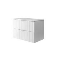 WASCHBECKUNTERSCHRANK, Weiß, 80 x 57 x 46 cm, silberner Griff + Arbeitsplatte - Silberfarben/Weiß, Holzwerkstoff (80/57/46cm) - 3XE LIVING