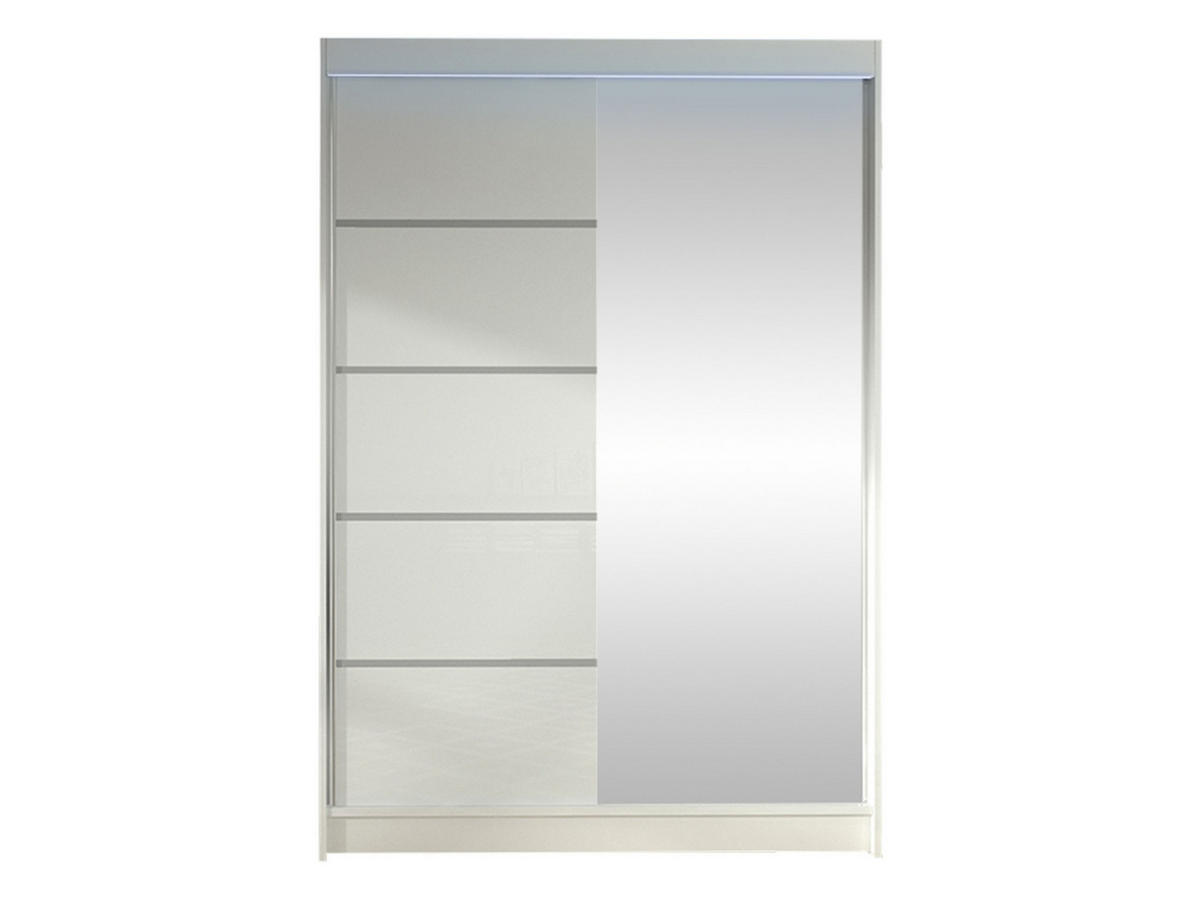 SCHWEBETÜRENSCHRANK Lino III mit RGB LED Beleuchtung - Weiß, Holzwerkstoff/Metall (120/200/58cm) - MIRJAN24