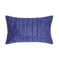 KISSENHÜLLE Pannesamt bestickt 30/50 cm - Dunkelblau, Textil (30/50cm) - Homescapes
