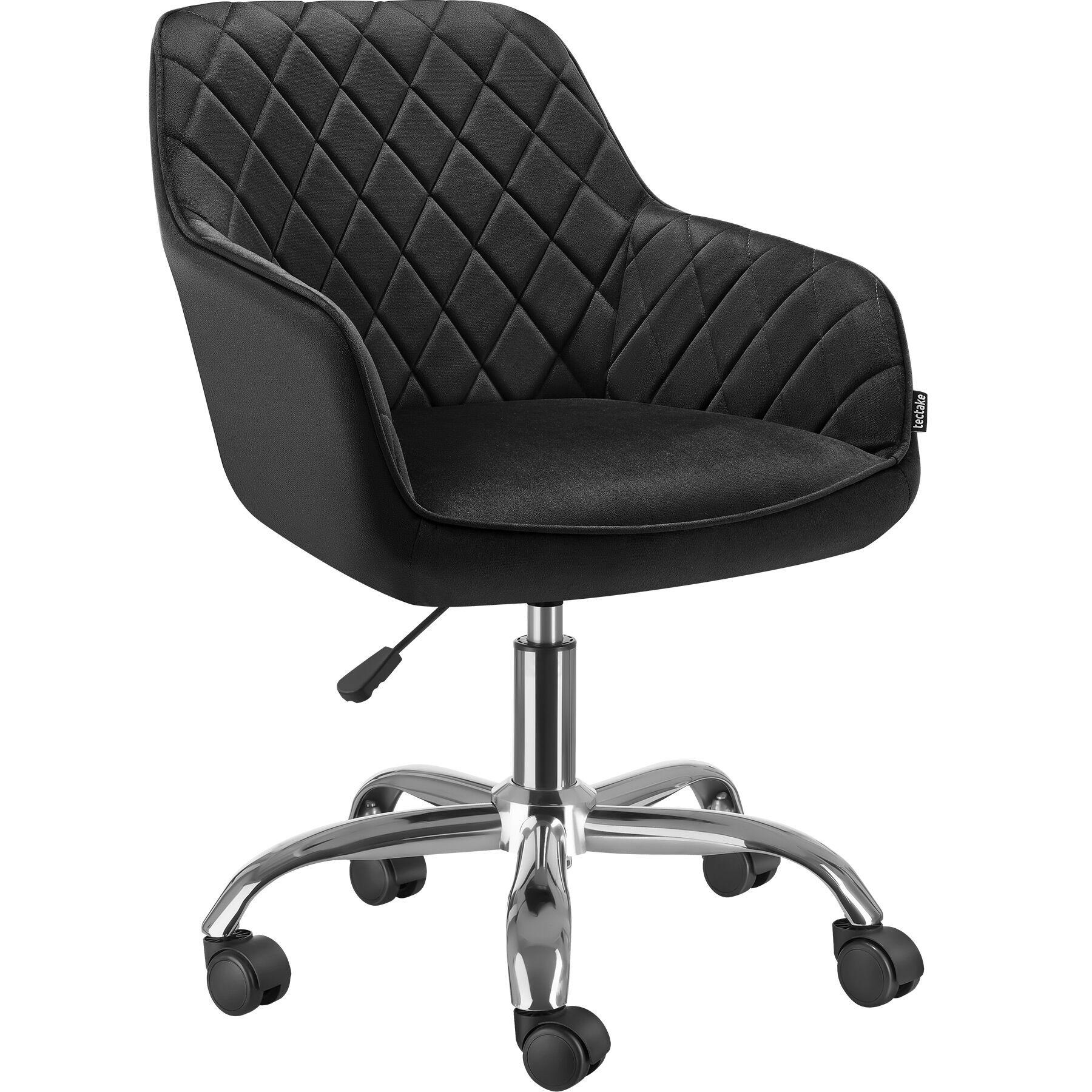 DREHSTUHL Nancy, 57 x 60 x 82 – 91 cm, Belastbarkeit 150 kg, schwarz - Schwarz, Kunststoff (57/91/60cm) - tectake