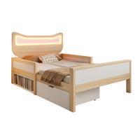 KINDERBETT 90/190 cm, Weiß/Eiche mit RGB-LED-Beleuchtung, Schublade, ohne Matratze - Weiß, Holz (90/190cm) - MIVRAY