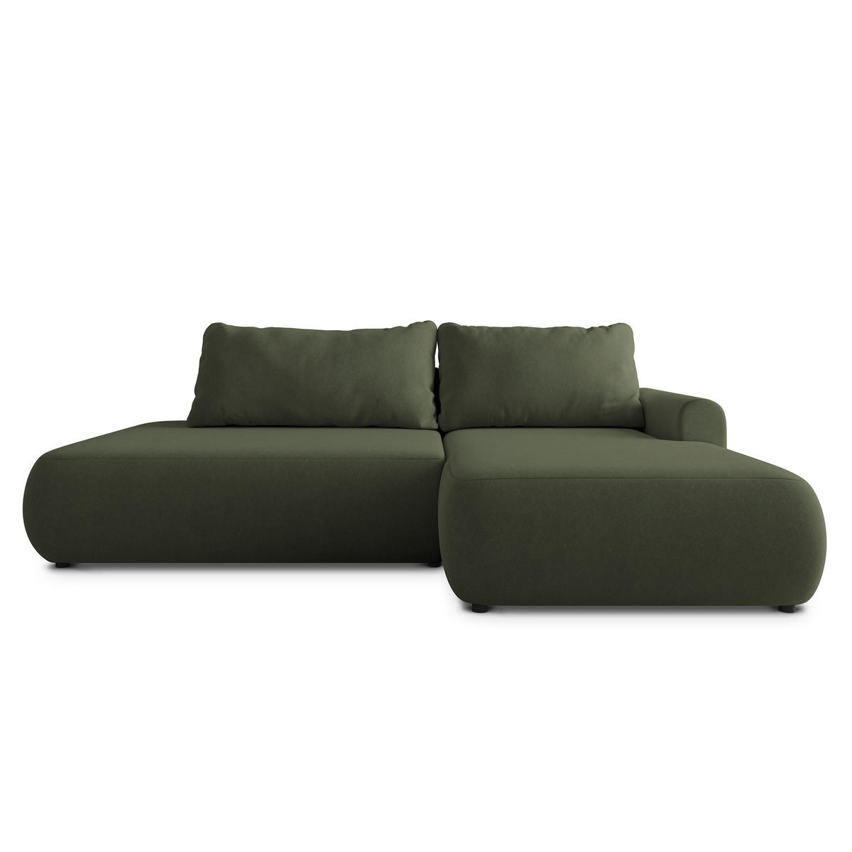 ECKSOFA NUVIRA CL R-S Olivgrün Samtstoff mit Schlaffunktion - Olivgrün, Holzwerkstoff/Textil (279/158cm) - MASSENO