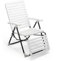 LIEGESTUHL Klappbar Weiß - Weiß, Kunststoff (147/72/62cm) - COSTWAY