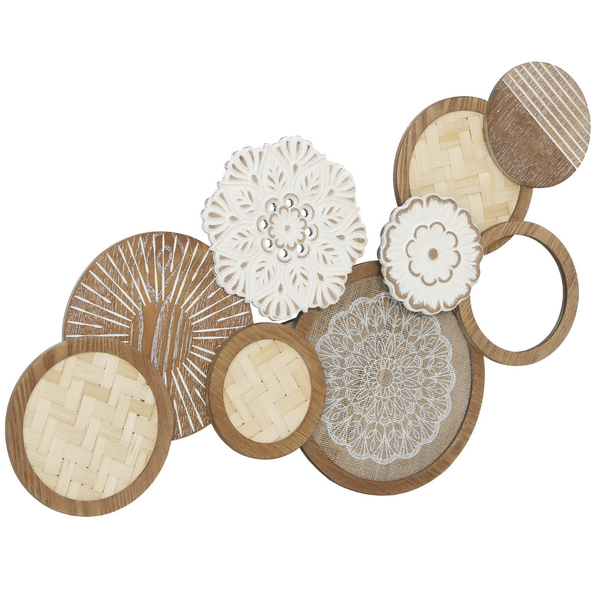 WANDDEKO DE-14336 mehrschichtig, mit Bambusgeflecht Natur - Naturfarben, Holzwerkstoff (44.5/4.4/83.8cm) - ComfortXL
