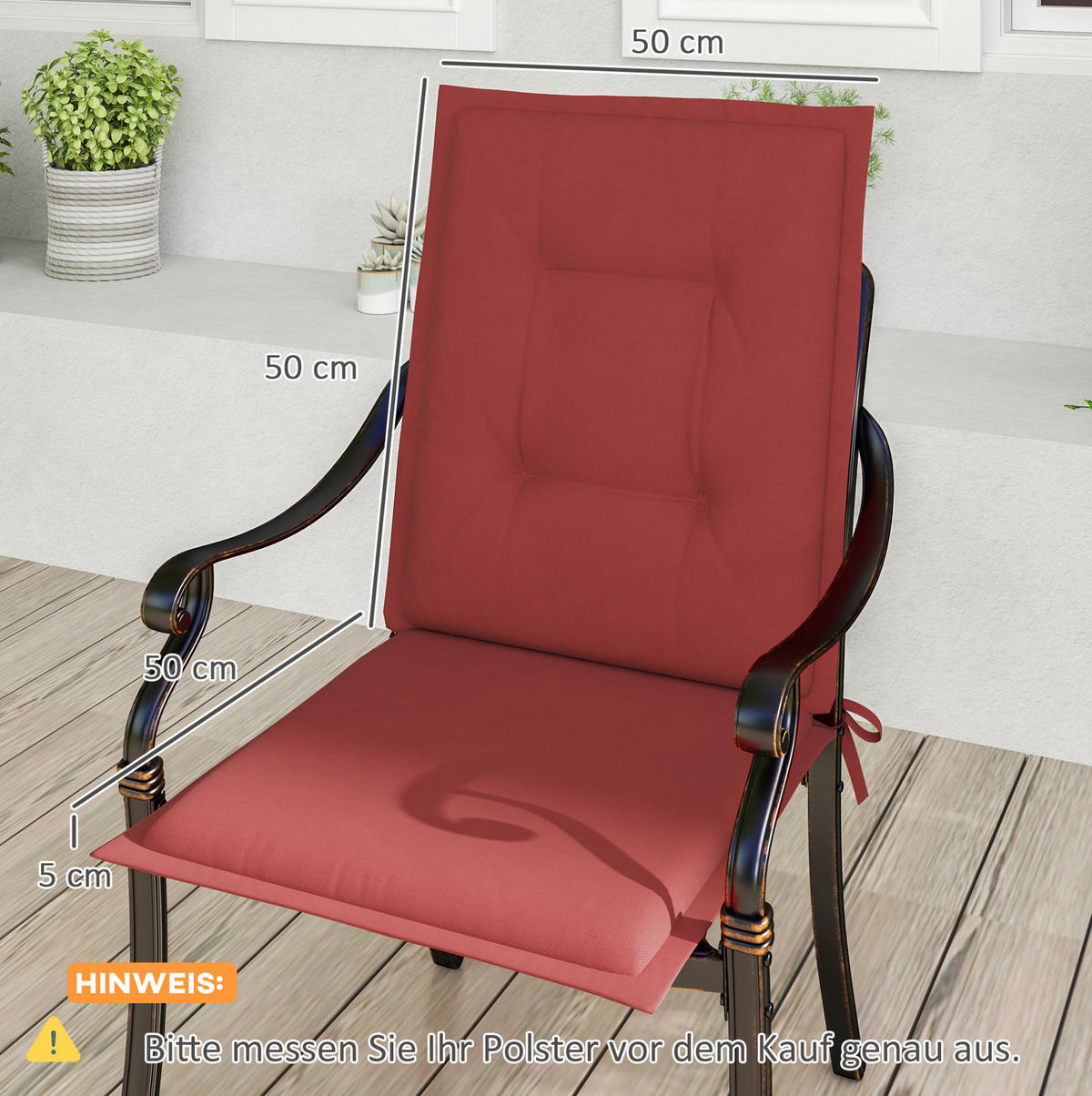 SESSELAUFLAGENSET 4er-Set aus Polyester 108x50x5 cm in Rot mit Bändern - Rot, Textil (50/5/108cm) - Modfu