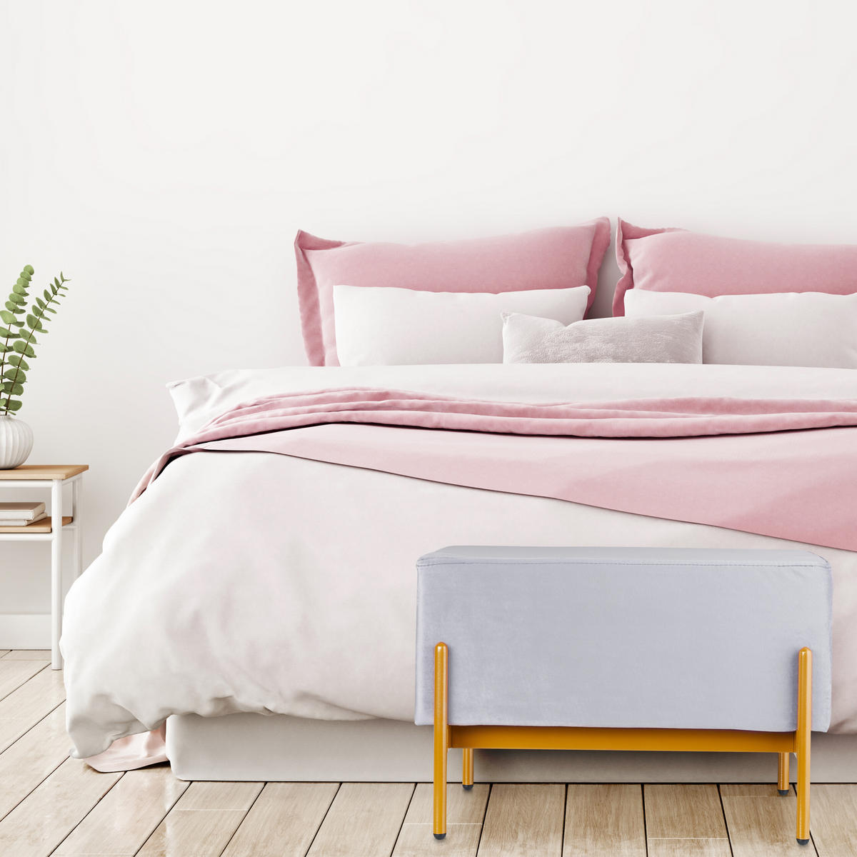 SITZBANK - Grau, Holzwerkstoff/Textil (60/40/43cm) - Relaxdays